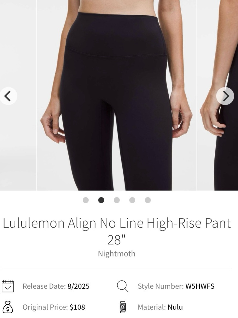 Lululemon No Line Align 28” Nightmoth